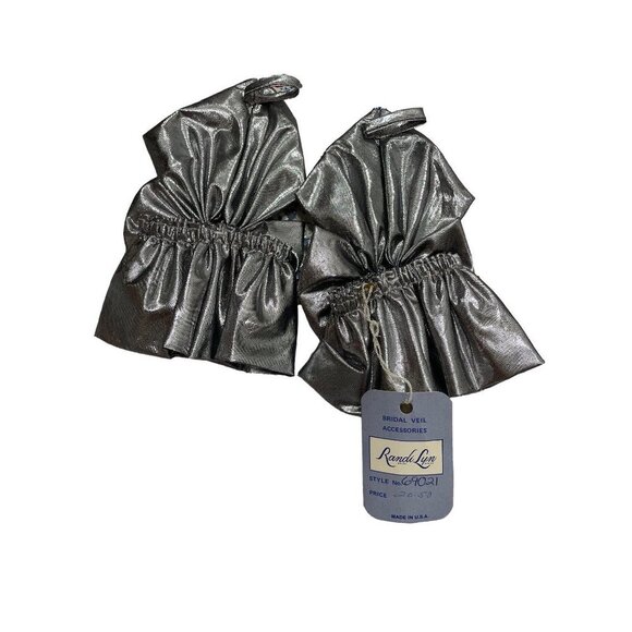 Vintage 80s Deadstock Silver Fingerless Shiny Glove Randi Lyn Hand Accessory - Picture 2 of 3